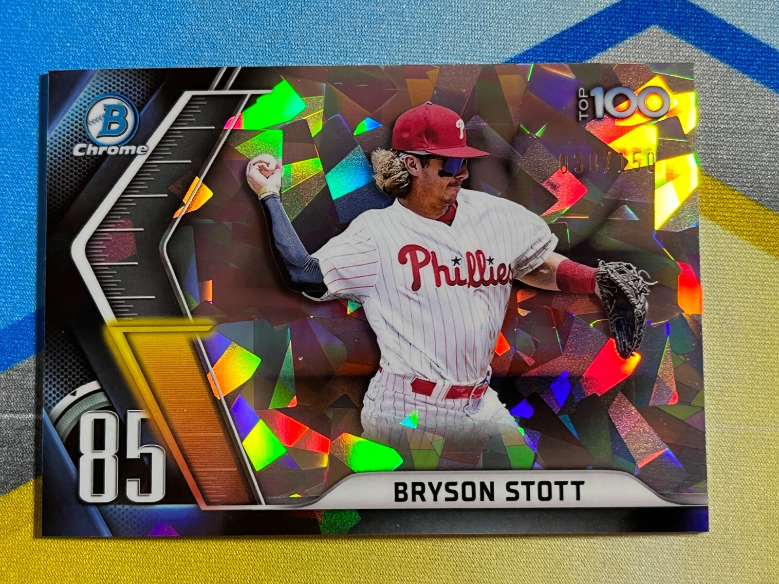 2022 Bowman BRYSON STOTT Philadelphia Phillies Scouts Top 100 #85 Atomic #/150