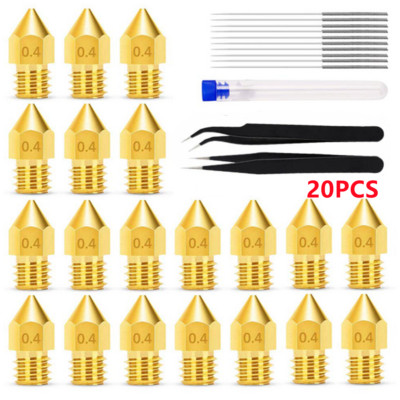 20Pcs 3D Printer Mk8 Nozzle Cleaning Kit 0.4mm Mk8 Needles Tweezers Tool Set