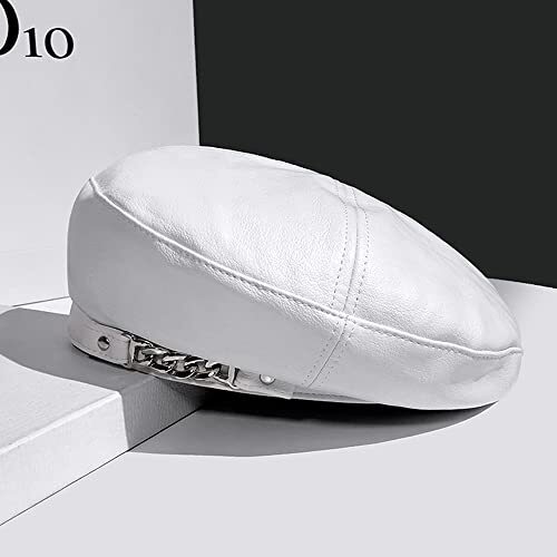 1842 Women French Style Pu Leather Beret Hat Cap (white) Faux Leather Beret Hats One Size for Women for sale | eBay main image 4