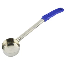 2 oz Flat Portion Ladle Stainless Steel Solid Ladoon Blue Handle New, 2 Pieces