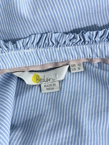Boden Womens Shirt UK 10 US 6 Cotton White Blue Striped Embroidered Top - Picture 9 of 15