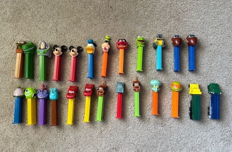 Lot of 25 Mixed Pez Dispensers Collectible Candy Disney Cars Muppets Cartoon