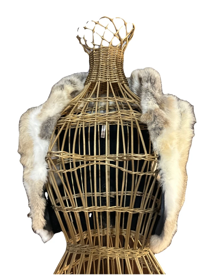 Vintage 90s streetwear rabbit fur cropped Vest Sweater Lace Back M XS Free Ship! - Image 2 of 4