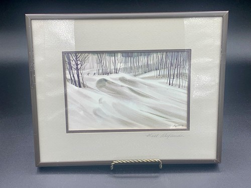Bill Alexander Oil Paint Print Cross Country Skiers 1972