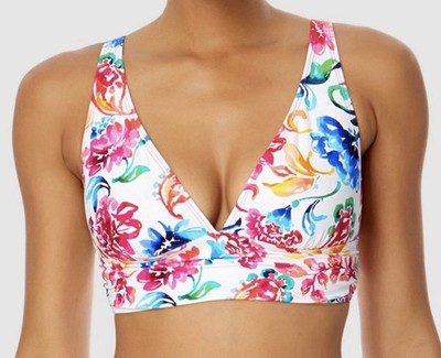 Anne Cole Watercolor Paisley Shirred Bikini Top - Multi Color, Medium, $68