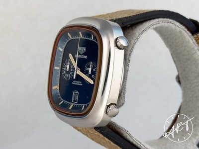 RARE* Vintage 1970s Heuer Silverstone Chronograph Blue Dial  display picture 2
