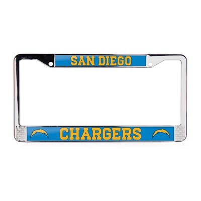 San Diego Chargers NFL 3D Polyurethane 2-Hole Chrome Metal License Plate Frame