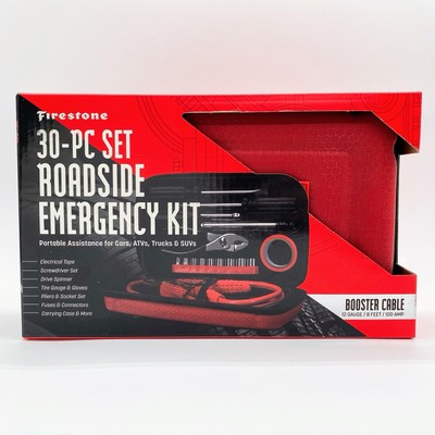Firestone Roadside Emergency 30-Pc Set Jumper Cables Fuses Tire