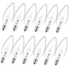 E12 60 Watt Incandescent Candle Light Bulbs, Chandelier Light 60Watt-12Packs