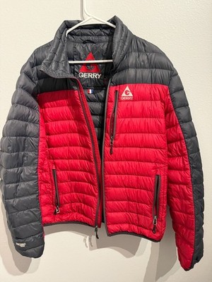 Gerry Fillpower 650 Puffer Jacket Men L Down Feather Red & Black Hiking Camping