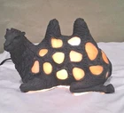Vintage Tiffany Style Stained Glass Camel Heavy Metal Base