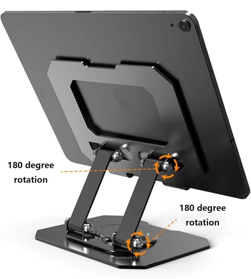 Supporto Tablet Con Base Girevole 360 Gradi Porta Tablet Regolabile Pieghevole - Immagine 3 di 4