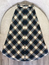Vintage Plaid Skirt Womens 10 Green Wool Long A-Line Tartan Made USA 80s