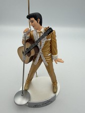 Vintage 2002 Elvis Presley USPTO Christmas Ornament Gold Rhinestone Suit