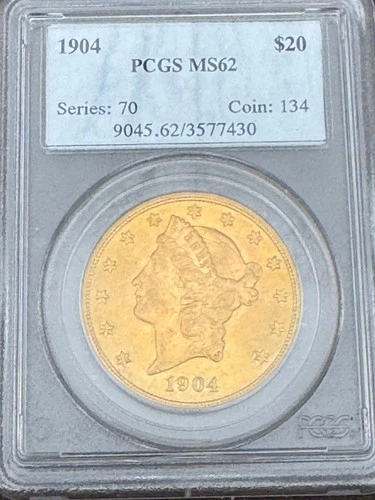 1904 $20 Liberty Head Double Eagle Gold Coin PCGS MS 62 Philadelphia