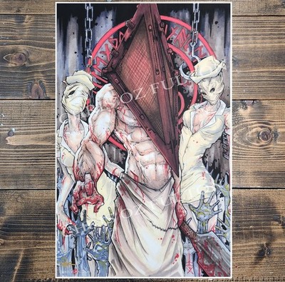 Pyramid Head Nurse Silent Hill 11x17 Print Signed By Artist Chris Oz Fulton