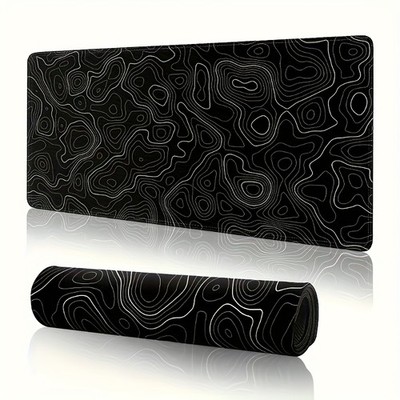40*90cm Abstract Line Design Rubber Anti-Slip Mouse Pad - Black with Vibrant Red