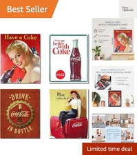 Vintage Coca Cola Wall Art Posters Set of 4, Retro Signs, 8x10 | Classic soda...
