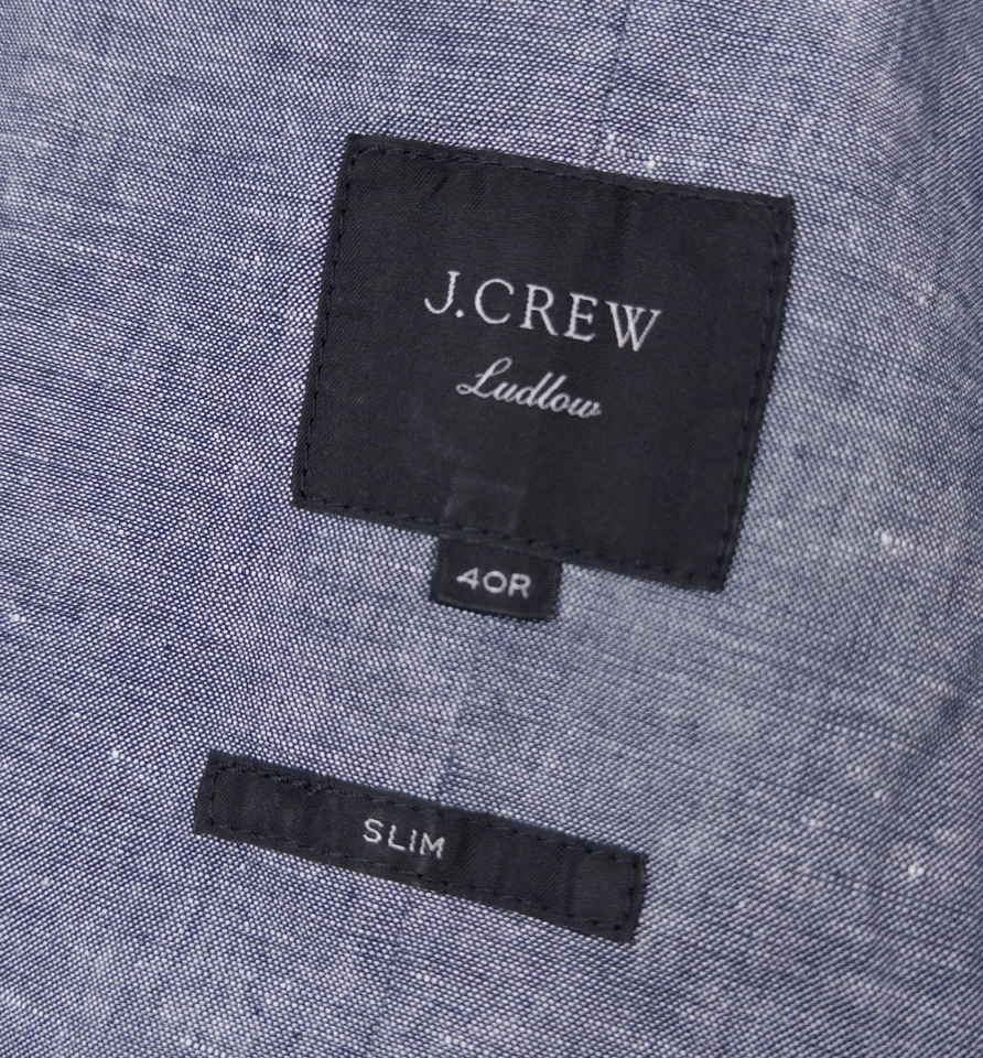 J. Crew Ludlow Blazer Men's 40R Slim Unstructured Cotton Linen Sport Coat Gray - Image 3 of 4