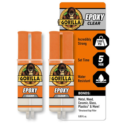 2 Part Epoxy, Clear Epoxy, 0.85 Ounce Syringe (Pack of 2) - 5 Minute Set, Incred