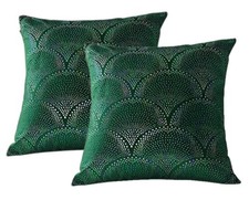 Set of 2 Velvet Throw Pillow Covers 18"x18" Decorative Pillow Cases - Green