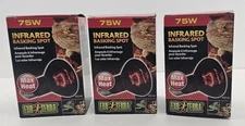 Exo Terra Infrared Basking Spot 75W Max Heat Light Lot Of 3
