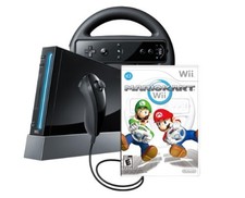 Wii Console With Mario Kart Wii Bundle Black Very Good 9Z