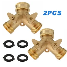 3/4" Solid Brass Double 2 Way Tap Garden Connector Adaptor Hose Splitter***