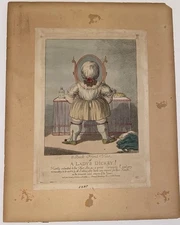 1801 Georgian Satire Print “A Lady’s Dickey” Hand-Colored Etching S.W. Fores