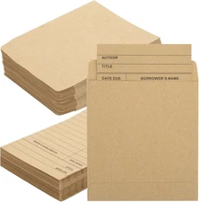 200Pcs Vintage Library Pockets and Cards, Brown Library Check out Cards Library