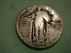 1927 P Standing Liberty Quarter album filler, actual coin in photo