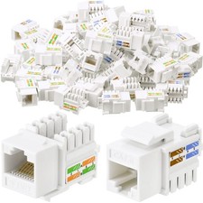 100 Pcs Cat6 Keystone Jacks, Rj45 Ethernet Modular Standard, White
