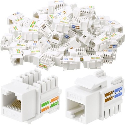 100 Pcs Cat6 Keystone Jacks, Rj45 Ethernet Modular Standard, White