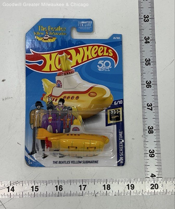 Hot Wheels Yellow The Beatles Yellow Submarine Diecast Car 50th Anniversary