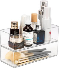 Acrylic Organizer, 2PK Cube Sections Makeup Organizer for Drawer, Makeup Organiz