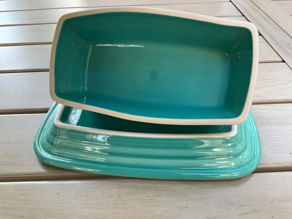 Fiesta® Extra Large (XL) Covered Butter Dish | Turquoise Made In USA - Image 4 of 4