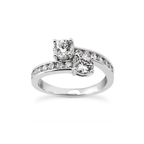 Anillo clásico de dos piedras de oro blanco con diamantes naturales redondos de 2,73 quilates E SI2 - Imagen 11 de 20