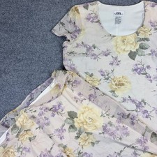 90s JBS Ltd Vintage Floral Maxi Dress Sz 12 Yellow Rose Purple Chiffon Tie Back