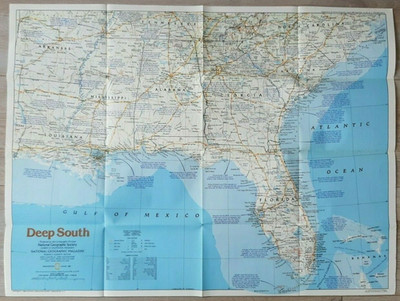 National Geographic Map - The Making of America - Deep South.  (Aug, 1983).