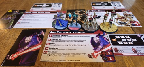 Star Wars Shatterpoint Core Asajj Ventress Squad Well Painted With All Cards