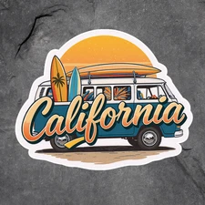 California sticker vinyl decal retro hippie van life window mug laptop beach 