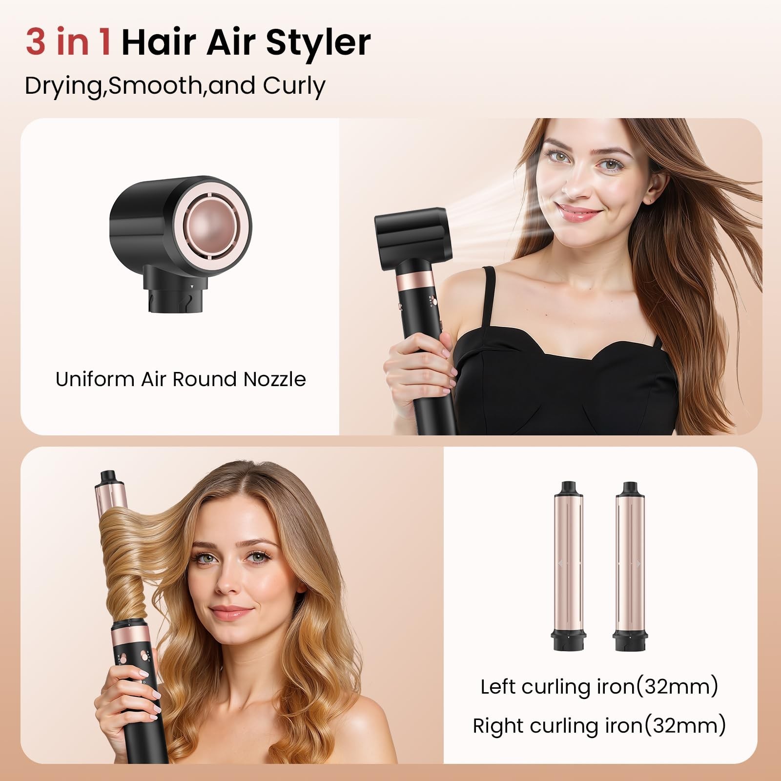 Dual Voltage 3 in 1 Hot Hair Styler – High-Speed Hair Dryer with Air Style