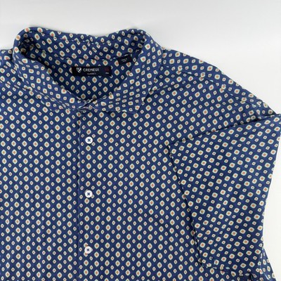 Cremieux Classics Mens XXL Navy Blue 100% Pima Cotton Geometric Button Dwn Shirt