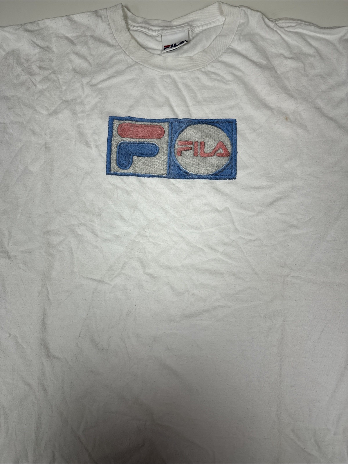 T shirt uomo vintage Fila con logo in scatola. Taglia XL