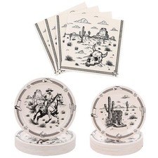 60PCS Cowboy Party Supplies Serve 20,Western Cowboy Rodeo Theme Party Paper P...