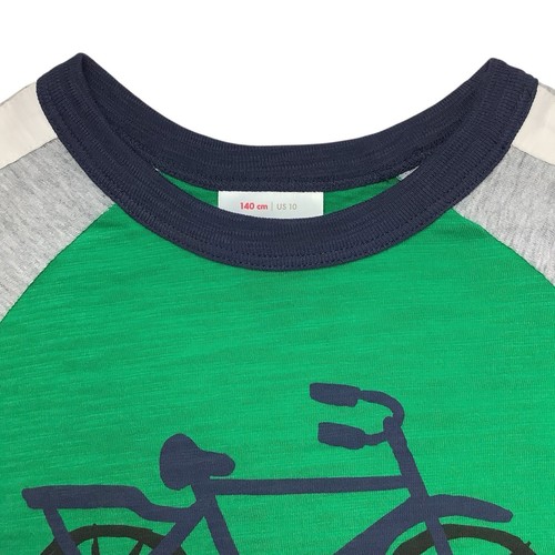 Hanna Andersson Long Sleeve T Shirt Boys Kids Sz 140 cm US 10 Bicycle Green Gray - Picture 2 of 10