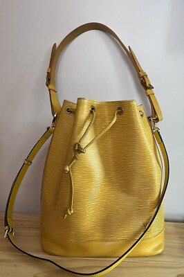 Louis Vuitton Noé Bucket & Drawstring Bag Yellow Epi Leather | eBay