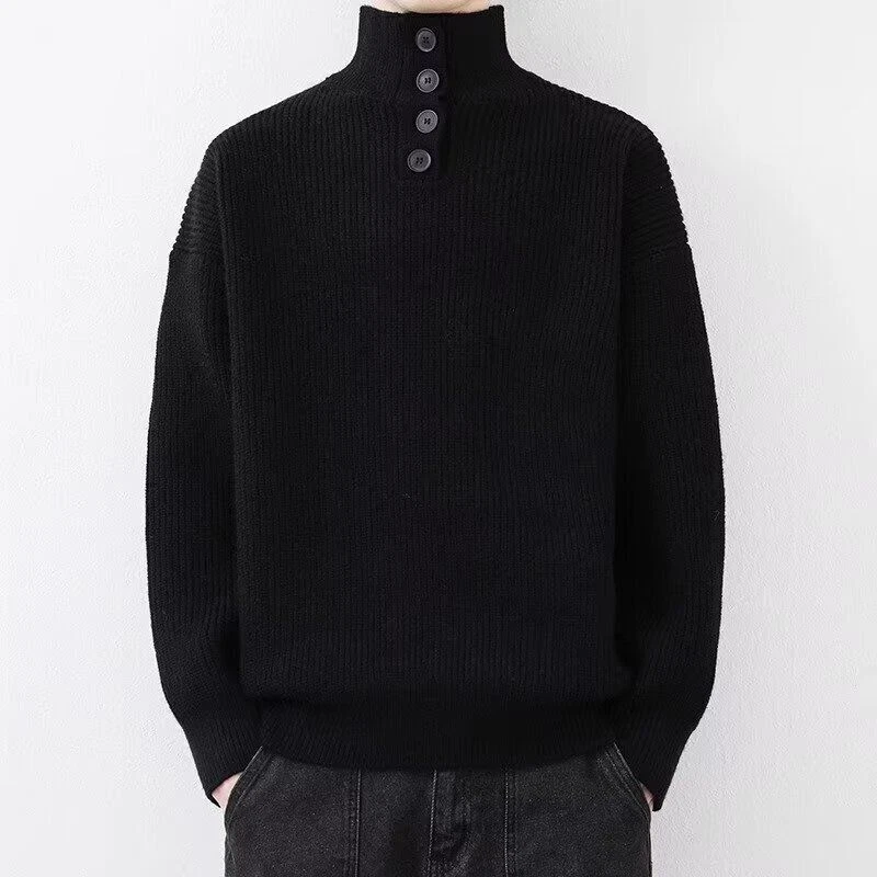 Men's Winter Turtleneck Sweater Jumper Casual Warm Thick Knit Pullover Sweater - Image 3 of 4