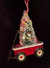 <!--F#f_0-->BLOWN GLASS CLASSIC RED WAGON CHRISTMAS ORNAMENT~BRINGING HOME TREE~NWT<!--F/-->