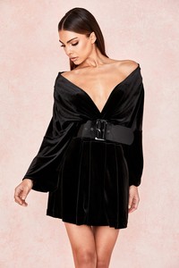 house of cb black velvet dress